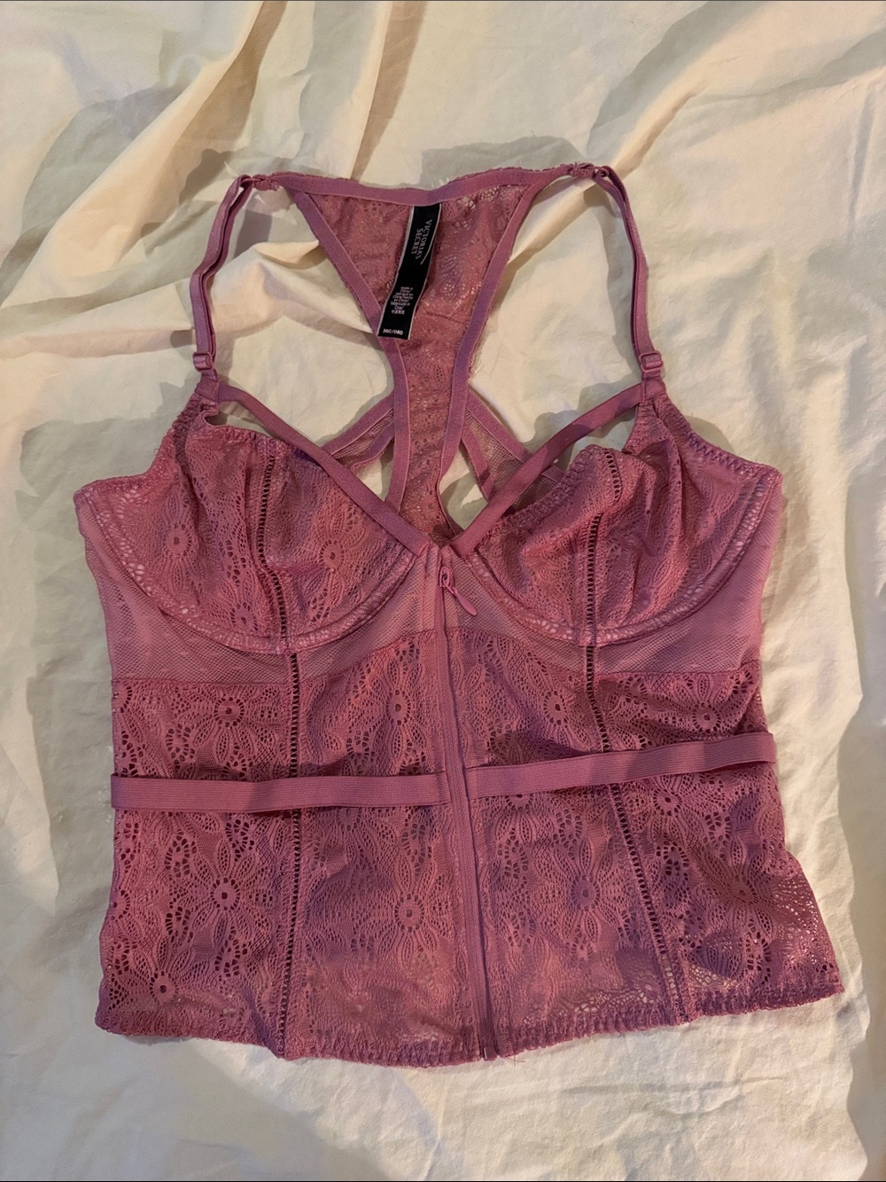 Lace Bralette Bustier in Dusty Rose